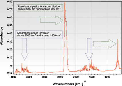 Figure 4. Plot showing the absorbance peaks detected in the experiment.